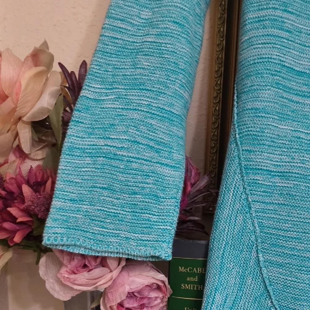 Habitat Turquoise Cardigan with Wooden Buttons Natural Materials Cozy Boho - Picture 8 of 15